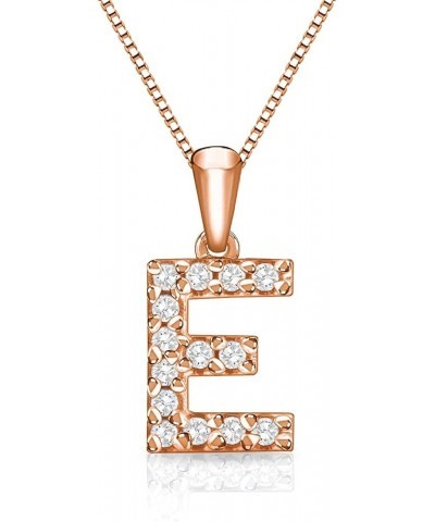 14k Rose Gold Diamond Initial Pendant Necklace (1/10cttw) 18-inch Box Chain E $109.22 Necklaces