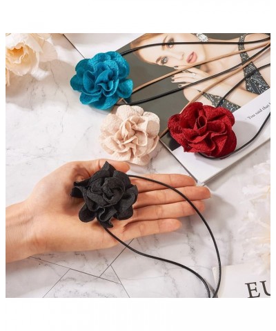 Flower Choker Necklace Cloth Flower Collar Choker Necklace Floral Choker for Women Bride Wedding Party Necklace 4 Colors $9.1...