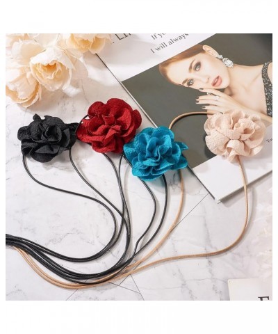 Flower Choker Necklace Cloth Flower Collar Choker Necklace Floral Choker for Women Bride Wedding Party Necklace 4 Colors $9.1...