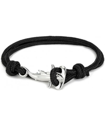 Hammerhead Sharks Bracelet Ocean Lovers Nautical Multilayer Wrapped Waterproof Rope Bracelet Couple Gift Black $4.83 Bracelets