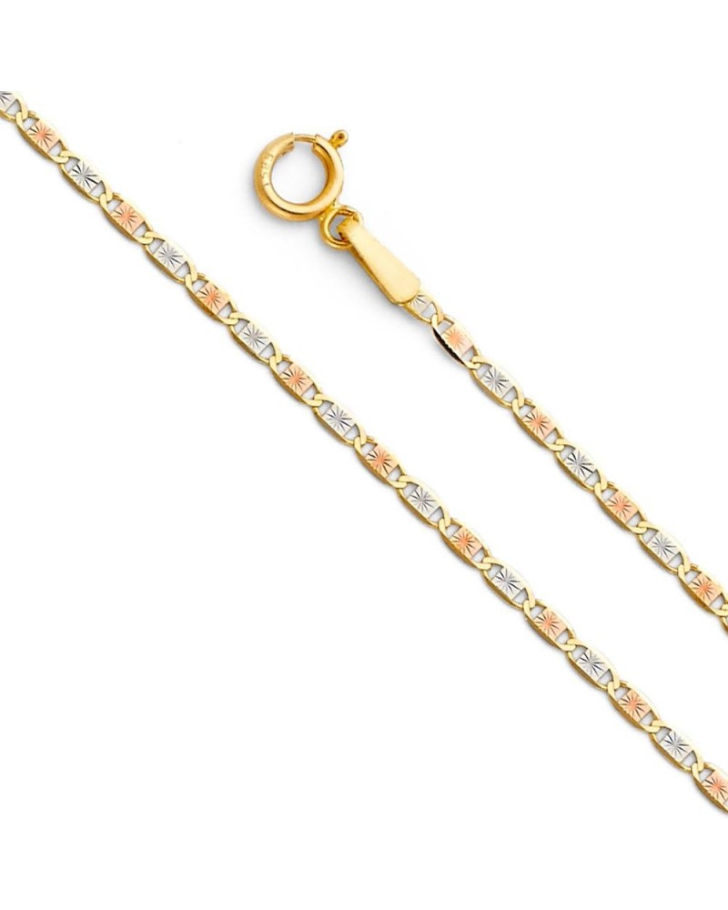 Solid REAL 14K Gold 1.5mm Valentino Chain Necklace in Tri Color with Spring Ring Clasp 20.0 Inches $40.32 Necklaces