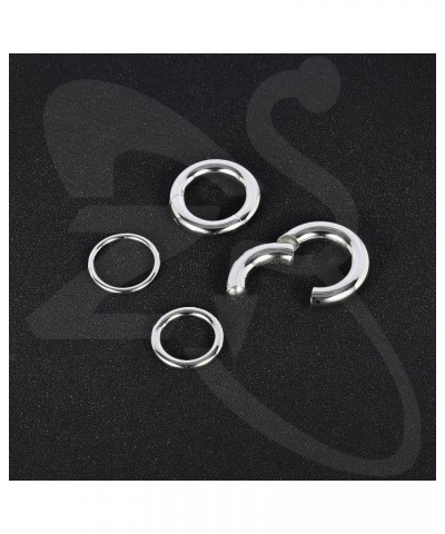 Hinged Segment Clicker PA Ring Spring Action BCR Rings, 2G 4G 6G 8G 10G 12G Septum Nose Rings, Surgical Steel Pierced Body Je...