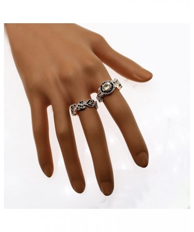 2Pcs Crystal Flower Cocktail Rings Elegant Rhinestone Floral Engagement Wedding Statement Rings Uniquely Fashion Jewelry for ...