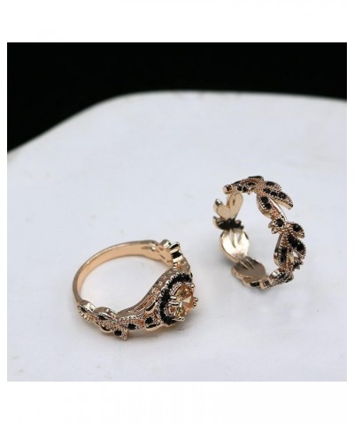 2Pcs Crystal Flower Cocktail Rings Elegant Rhinestone Floral Engagement Wedding Statement Rings Uniquely Fashion Jewelry for ...