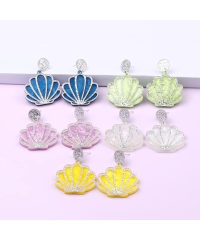 Acrylic Sea Shell Nautical Sea Beach Stud Earrings Summer Beach Earrings for Women Girls Light Purple $10.13 Earrings