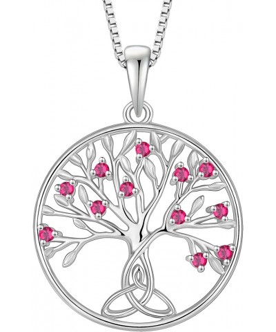 Celtic Knot Tree Necklace 925 Sterling Silver Tree of Life Pendant Birthstone Jewelry for Women 07-ruby-Jul $32.39 Necklaces