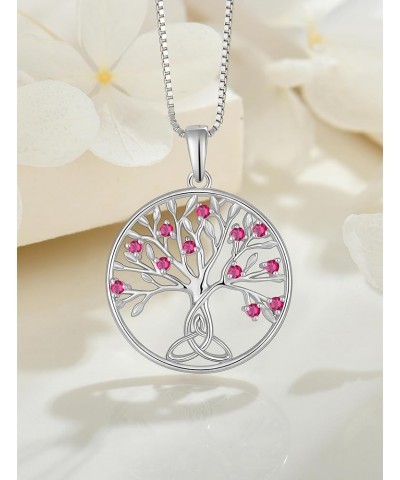 Celtic Knot Tree Necklace 925 Sterling Silver Tree of Life Pendant Birthstone Jewelry for Women 07-ruby-Jul $32.39 Necklaces