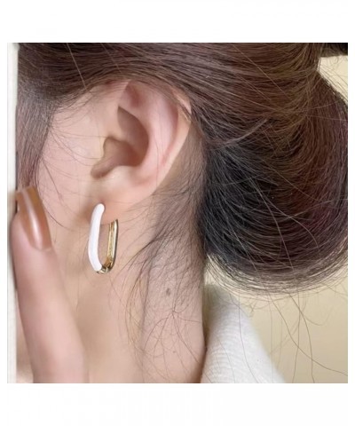 Oval Colorful Enamel Hoop Earrings For Women Girls Cute Jewelry Hoop Huggie Earrings Purple $10.25 Earrings