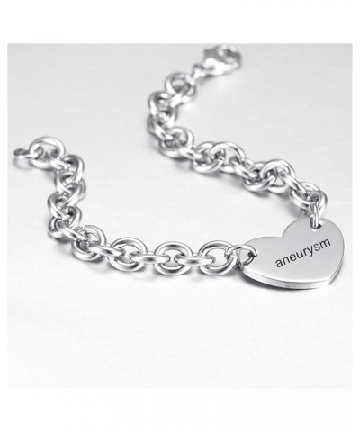 LF 316L Stainless Steel DNR Engraved Medical Alert Heart Charm Link Bracelet Rolo Chain Medic ID Bracelets Monitoring Awarene...