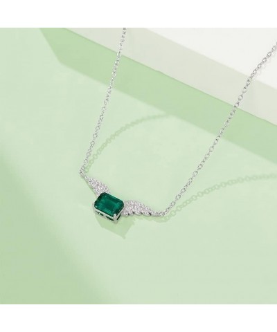 Lab Grown Emerald Necklace 925 Sterling Silver May Birthstone Pendant Necklaces for Women Necklace Anniversary Birthday Jewel...