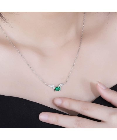 Lab Grown Emerald Necklace 925 Sterling Silver May Birthstone Pendant Necklaces for Women Necklace Anniversary Birthday Jewel...