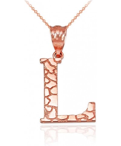 10K Rose Gold Nugget Initial Letter Alphabet Necklace 18.0 Inches Letter L $34.71 Necklaces