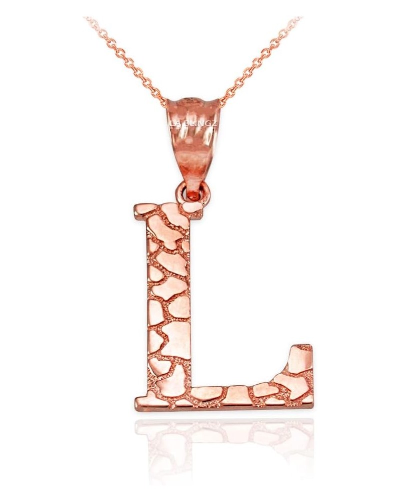 10K Rose Gold Nugget Initial Letter Alphabet Necklace 18.0 Inches Letter L $34.71 Necklaces