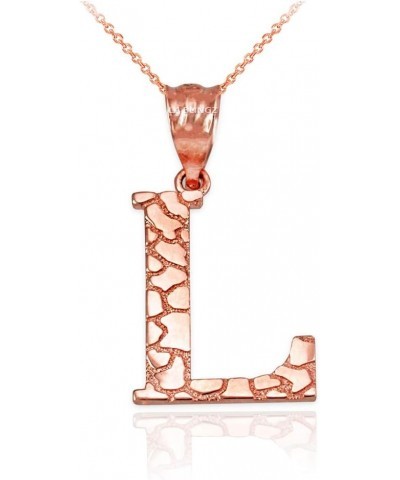 10K Rose Gold Nugget Initial Letter Alphabet Necklace 18.0 Inches Letter L $34.71 Necklaces