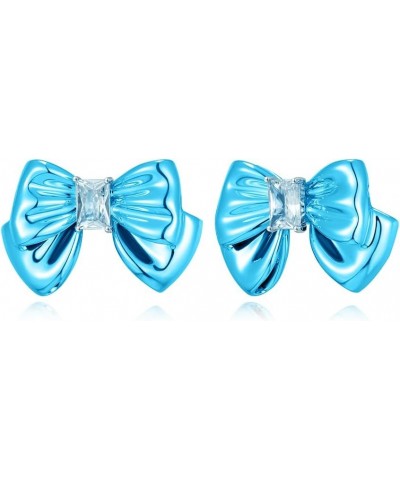 Small Stud Earrings For Women Pink And Blue Bow Earrings Butterfly Stud Earrings Shiny blue bow $9.50 Earrings