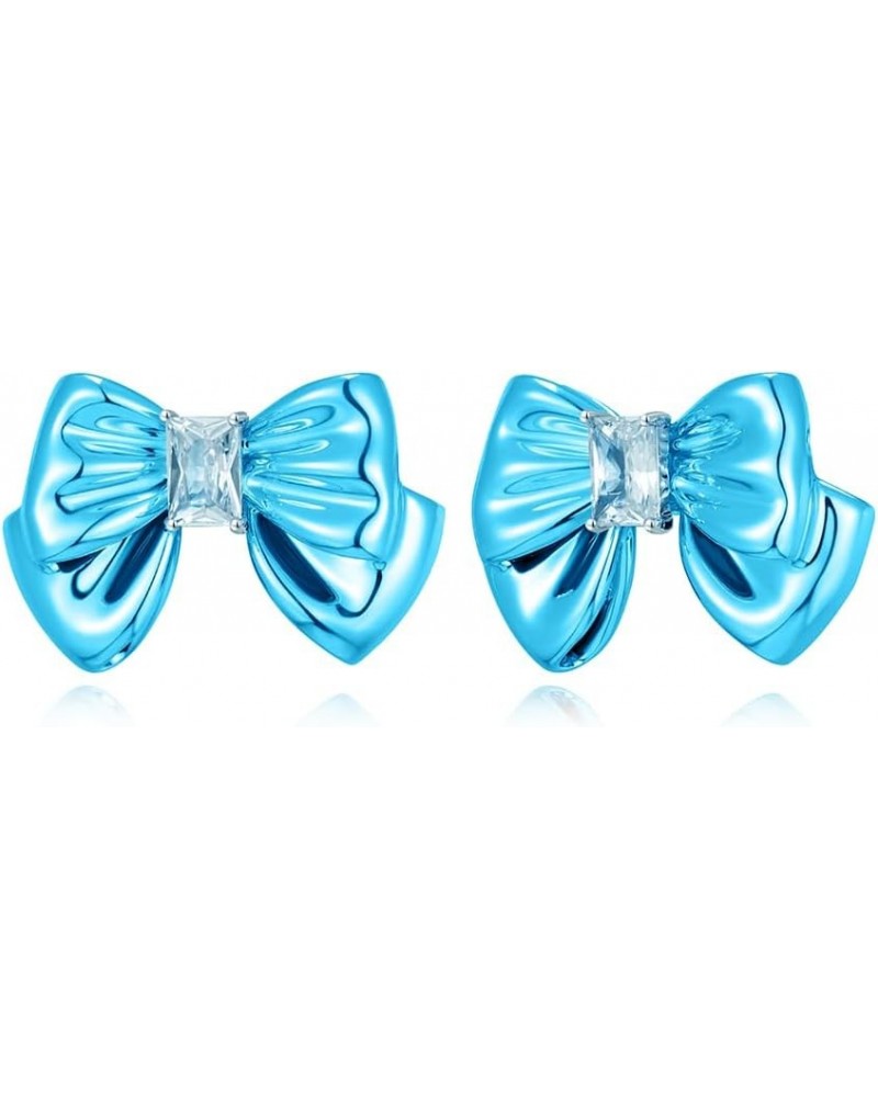 Small Stud Earrings For Women Pink And Blue Bow Earrings Butterfly Stud Earrings Shiny blue bow $9.50 Earrings