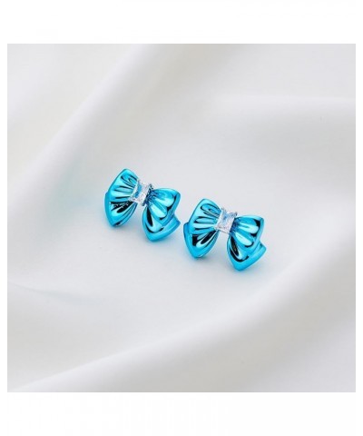 Small Stud Earrings For Women Pink And Blue Bow Earrings Butterfly Stud Earrings Shiny blue bow $9.50 Earrings