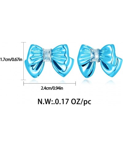 Small Stud Earrings For Women Pink And Blue Bow Earrings Butterfly Stud Earrings Shiny blue bow $9.50 Earrings