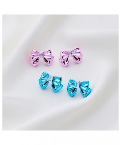 Small Stud Earrings For Women Pink And Blue Bow Earrings Butterfly Stud Earrings Shiny blue bow $9.50 Earrings