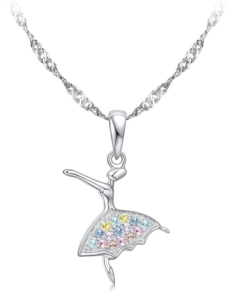 925 Sterling Silver Ballerina Necklace Jewelry Cubic Zirconia Ballet Slippers Shoes Necklace Unicorns Gifts for Girls Teen & ...