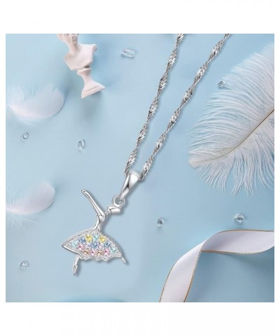 925 Sterling Silver Ballerina Necklace Jewelry Cubic Zirconia Ballet Slippers Shoes Necklace Unicorns Gifts for Girls Teen & ...