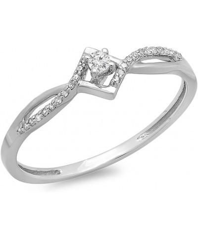 0.12 Carat (ctw) Round White Diamond Bypass Style Promise Ring for Her in 10K Gold 7 White Gold $113.01 Rings