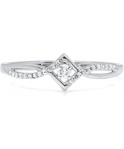 0.12 Carat (ctw) Round White Diamond Bypass Style Promise Ring for Her in 10K Gold 7 White Gold $113.01 Rings