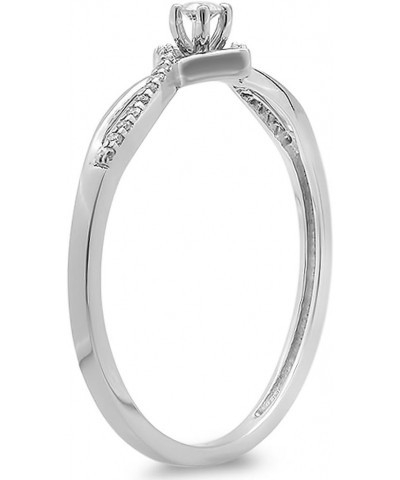 0.12 Carat (ctw) Round White Diamond Bypass Style Promise Ring for Her in 10K Gold 7 White Gold $113.01 Rings