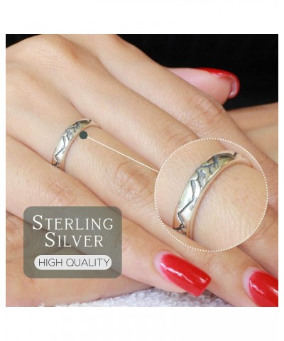 925 Sterling Silver Oxidized Mountains Classic Eternity Band Ring $9.90 Rings