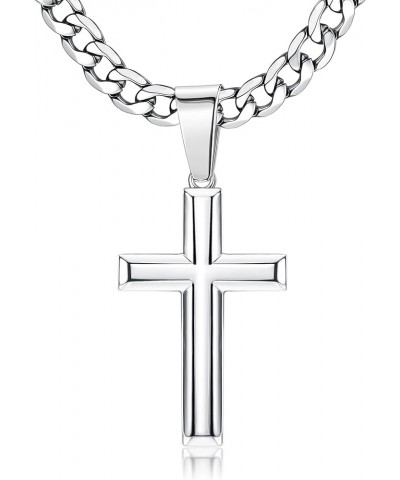 925 Sterling Silver Cross Necklace for Men Women 5mm ??????? ??? Durable Stainless Steel Curb Cuban Link Chain ??????? ???? C...