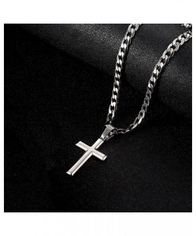 925 Sterling Silver Cross Necklace for Men Women 5mm ??????? ??? Durable Stainless Steel Curb Cuban Link Chain ??????? ???? C...