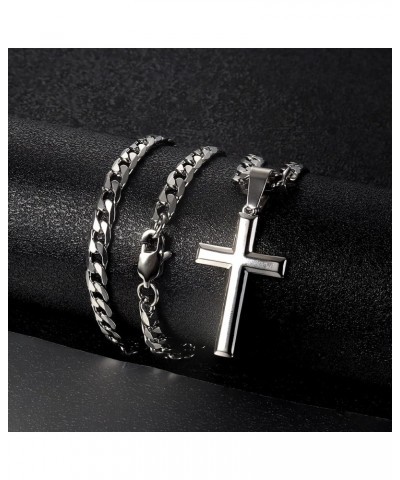 925 Sterling Silver Cross Necklace for Men Women 5mm ??????? ??? Durable Stainless Steel Curb Cuban Link Chain ??????? ???? C...