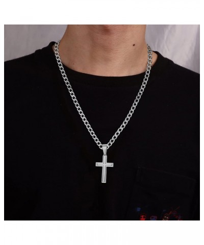 925 Sterling Silver Cross Necklace for Men Women 5mm ??????? ??? Durable Stainless Steel Curb Cuban Link Chain ??????? ???? C...