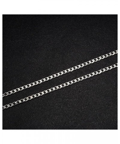 925 Sterling Silver Cross Necklace for Men Women 5mm ??????? ??? Durable Stainless Steel Curb Cuban Link Chain ??????? ???? C...