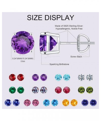 0.8CT S925 Sterling Silver Birthstone Earrings for Women Girls, Genuine or Created Sparkle Birthstone Screw Back Earrings Jew...