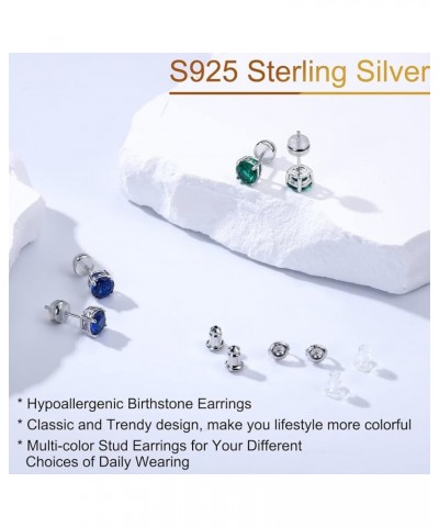 0.8CT S925 Sterling Silver Birthstone Earrings for Women Girls, Genuine or Created Sparkle Birthstone Screw Back Earrings Jew...