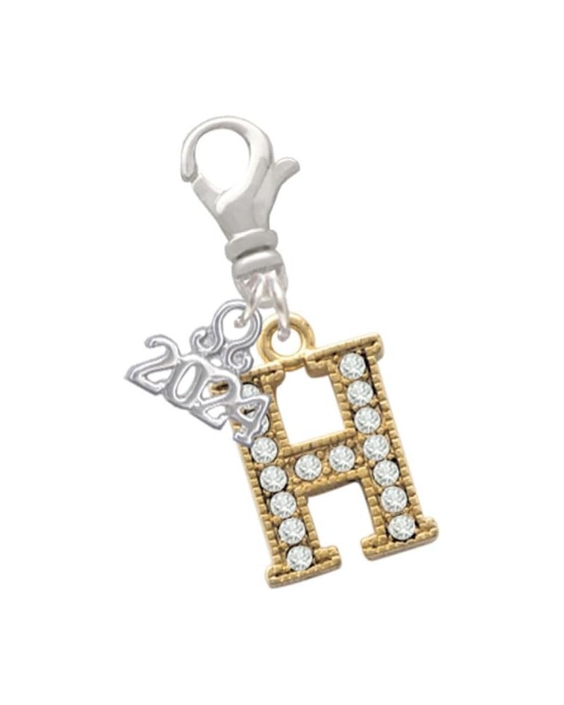 Goldtone Crystal Initial - Clip on Charm with Year 2024 H $11.88 Bracelets