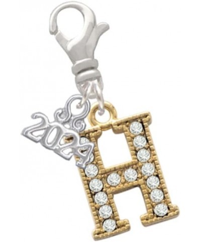 Goldtone Crystal Initial - Clip on Charm with Year 2024 H $11.88 Bracelets