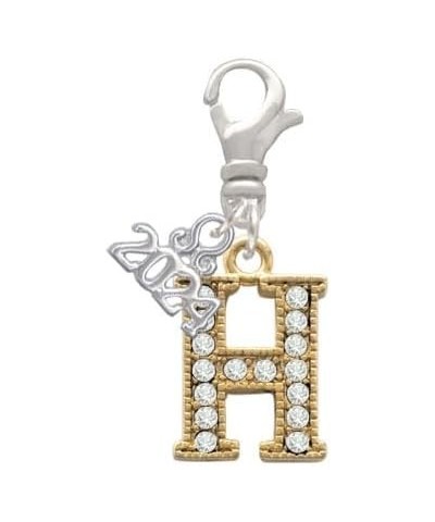 Goldtone Crystal Initial - Clip on Charm with Year 2024 H $11.88 Bracelets