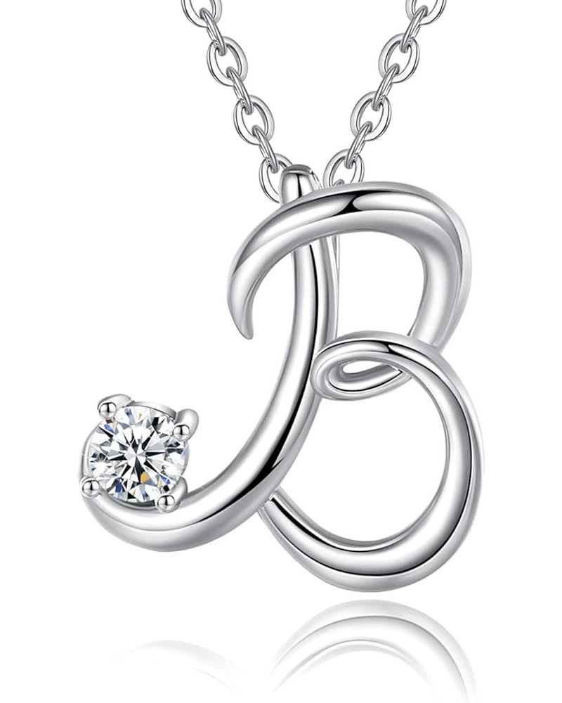 Sterling Silver Initial Necklaces for Women, Dainty 26 Alphabet Pendant Necklace Jewelry Gift, 18 Inch Chain B $15.98 Necklaces