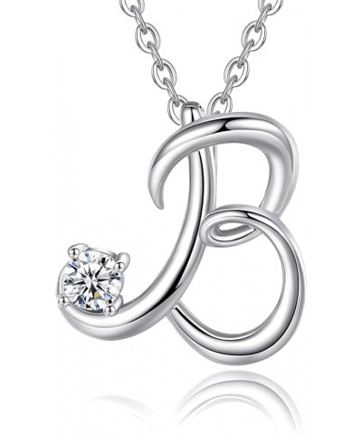 Sterling Silver Initial Necklaces for Women, Dainty 26 Alphabet Pendant Necklace Jewelry Gift, 18 Inch Chain B $15.98 Necklaces