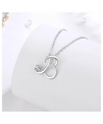 Sterling Silver Initial Necklaces for Women, Dainty 26 Alphabet Pendant Necklace Jewelry Gift, 18 Inch Chain B $15.98 Necklaces