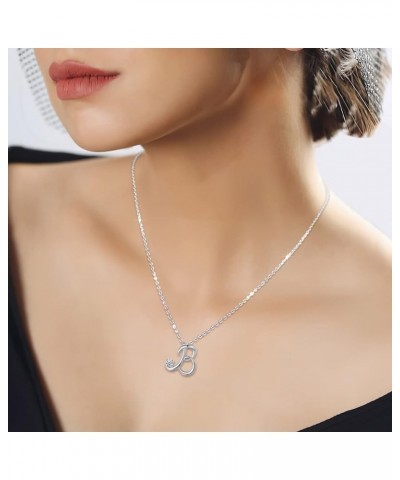 Sterling Silver Initial Necklaces for Women, Dainty 26 Alphabet Pendant Necklace Jewelry Gift, 18 Inch Chain B $15.98 Necklaces