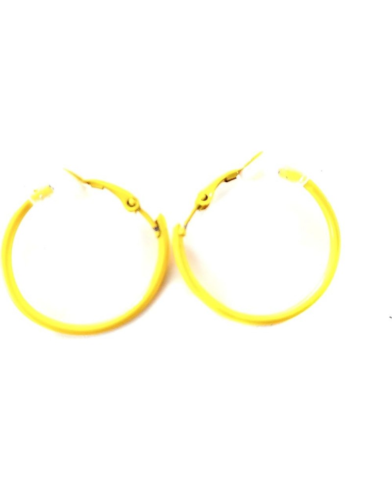 Clip-on Earrings Small 1 inch Hoop Earrings Red White or Black Hoop Earrings Yellow $7.40 Earrings