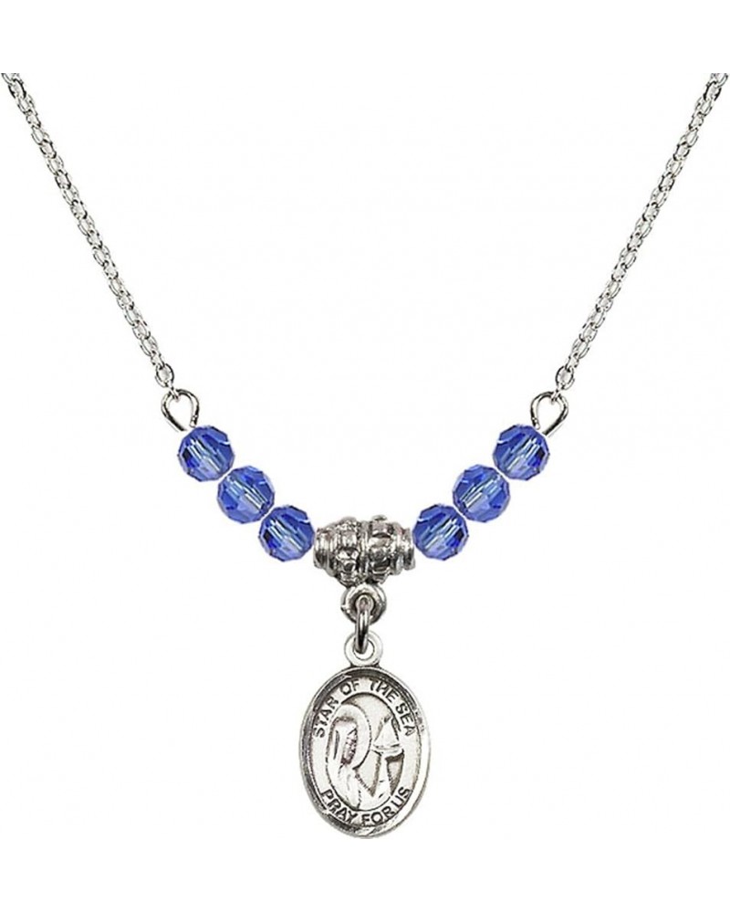 September Birth Month Bead Necklace with Catholic Patron Saint Petite Charm, 18 Inch Our Lady Star of the Sea $27.25 Necklaces