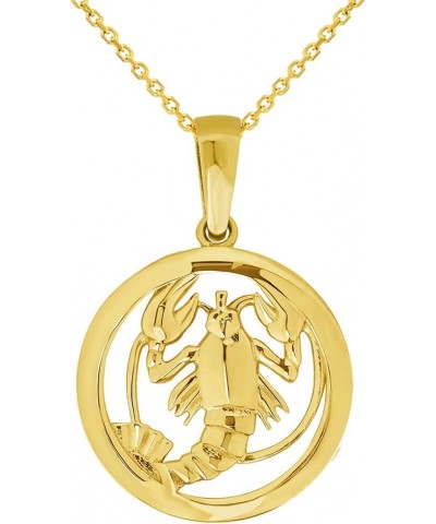 14k Yellow Gold Round Zodiac Sign Charm Horoscope Pendant Necklace (Small) 18.0 Inches Cancer $77.00 Necklaces