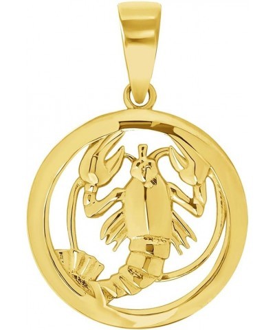 14k Yellow Gold Round Zodiac Sign Charm Horoscope Pendant Necklace (Small) 18.0 Inches Cancer $77.00 Necklaces