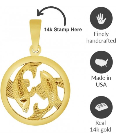 14k Yellow Gold Round Zodiac Sign Charm Horoscope Pendant Necklace (Small) 18.0 Inches Cancer $77.00 Necklaces