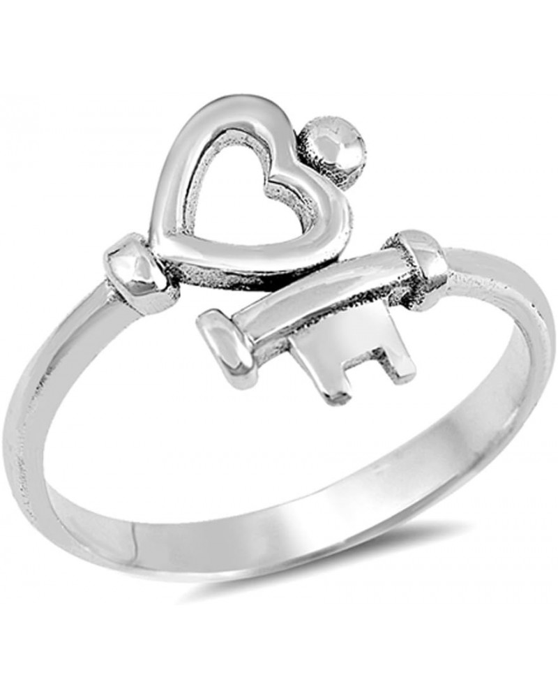 Heart Key Love Promise Ring New .925 Sterling Silver High Polish Band Size 7 $12.38 Rings