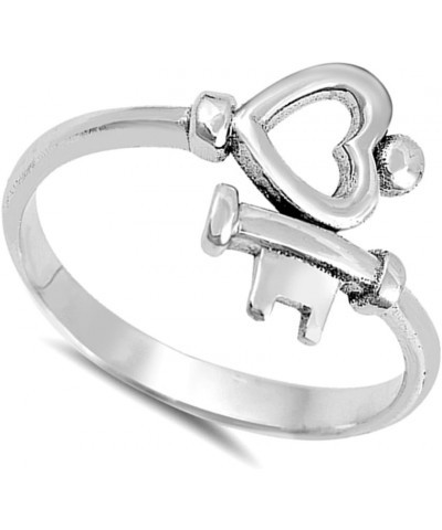 Heart Key Love Promise Ring New .925 Sterling Silver High Polish Band Size 7 $12.38 Rings